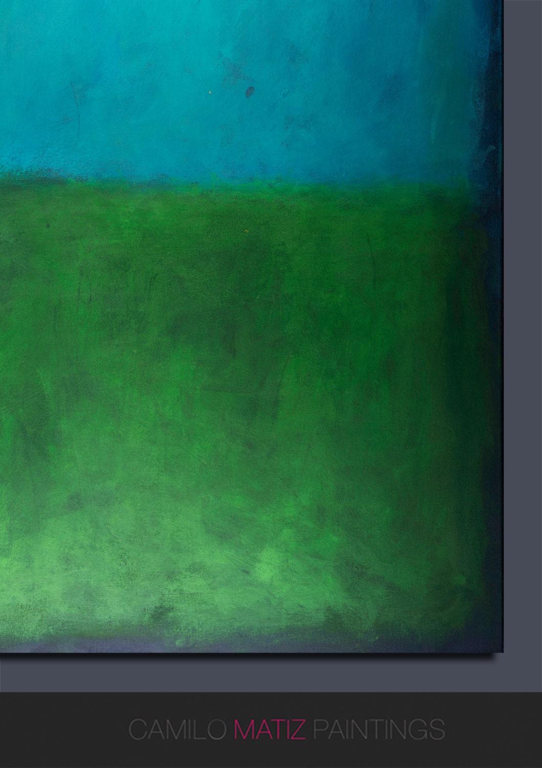Original Blue wall art Acrylic painting minimalist art green abstract geometric art modern art large wall art, Abstract Painting - camilomattis.com