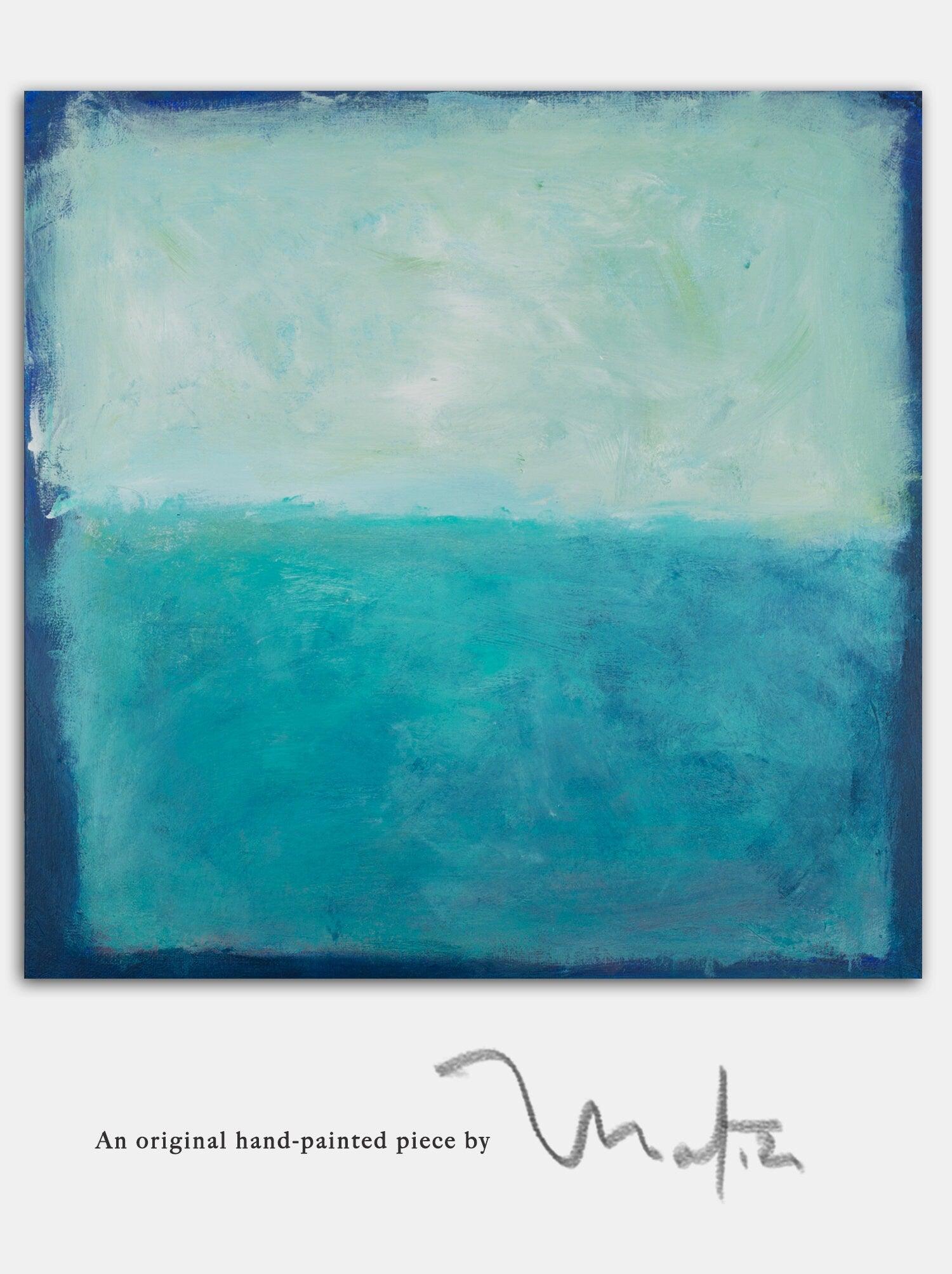 Original Blue Canvas art abstract painting, ocean wall art décor, Abstract Beach Art, Abstract Art Acrylic painting by Camilo Mattis - camilomattis.com