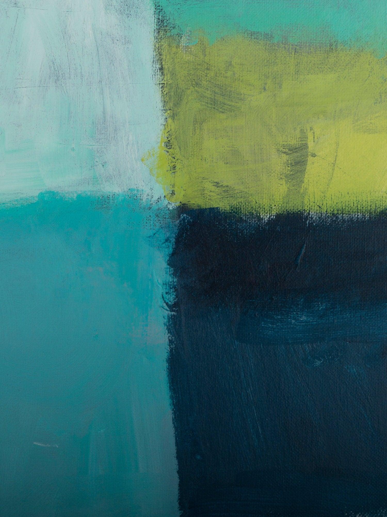 Large Teal geometric abstract canvas art print, green Abstract Acrylic painting by Camilo Mattis - camilomattis.com