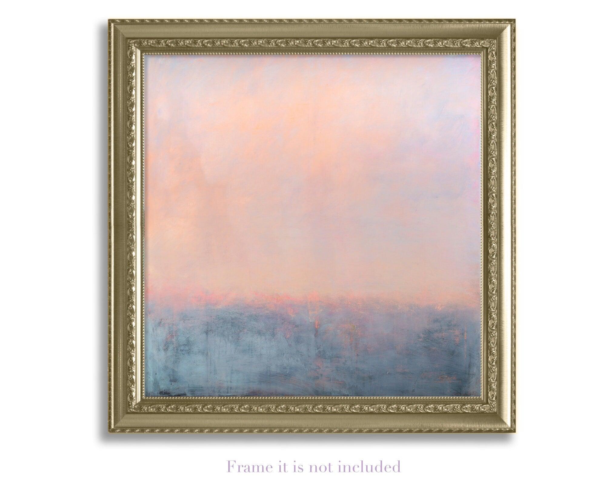 peach and blue landscape Original abstract painting on canvas
