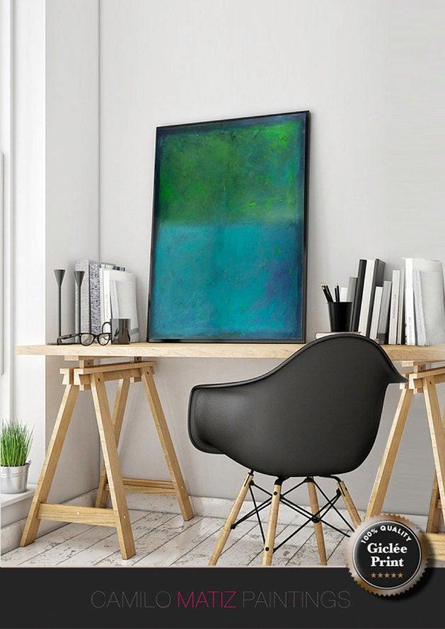 Blue and green wall art print,  wall abstract art, extra large print, Teal and green - camilomattis.com