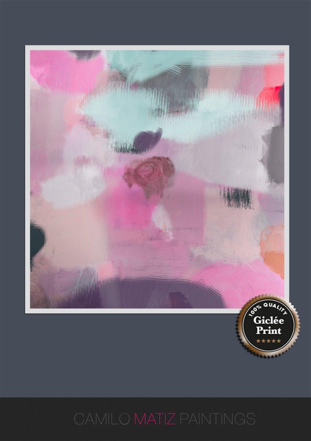 Abstract print, large modern wall art, abstract painting print, pink wall decor, living room wall art, Camilo Mattis - camilomattis.com