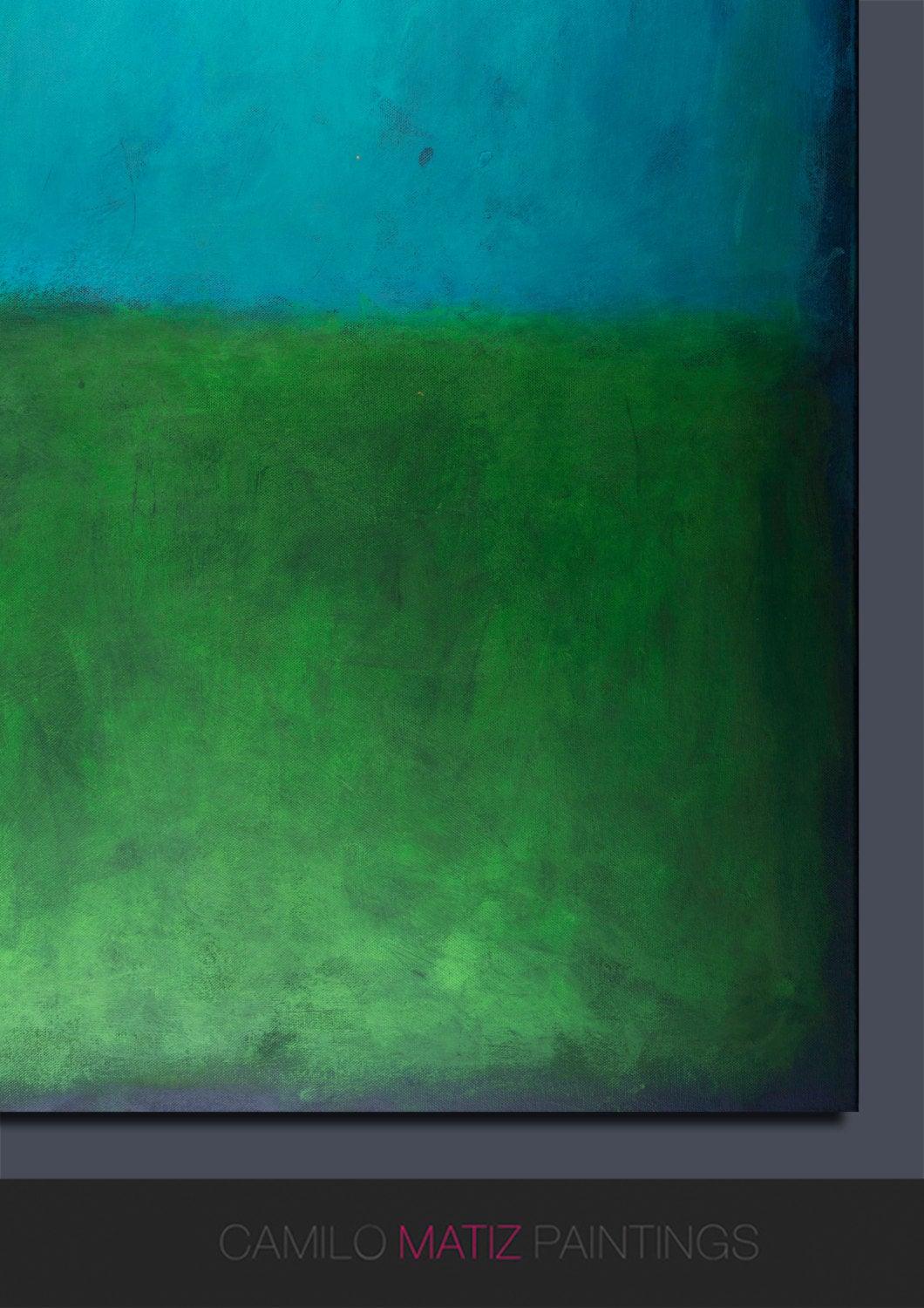 Blue wall art Acrylic painting minimalist art green abstract geometric art modern abstract art large wall art Hand Paint, Abstract Painting - camilomattis.com