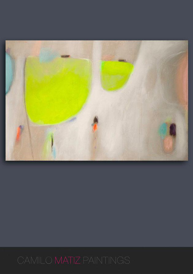 Green wall art, green original abstract painting, Extra large wall art, - camilomattis.com