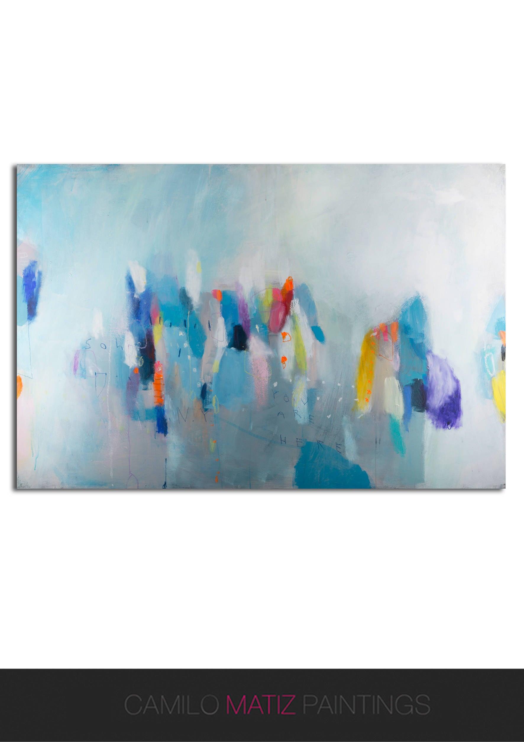 Abstract print, large modern wall art, abstract painting print, blue wall decor, living room wall art, Camilo Matti - camilomattis.com