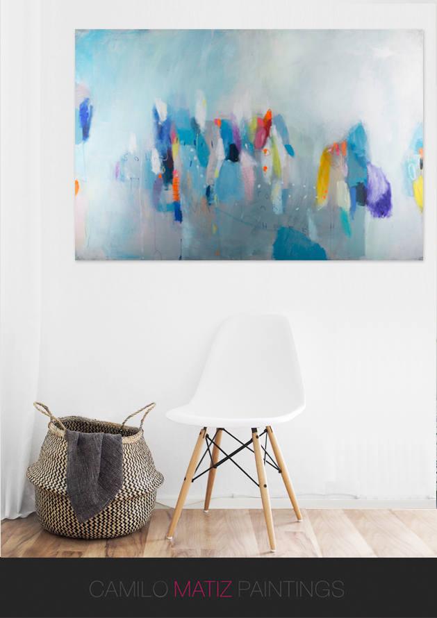 Blue abstract print, gallery wall art print teal wall art decor extra large wall art by Camilo Mattis - camilomattis.com