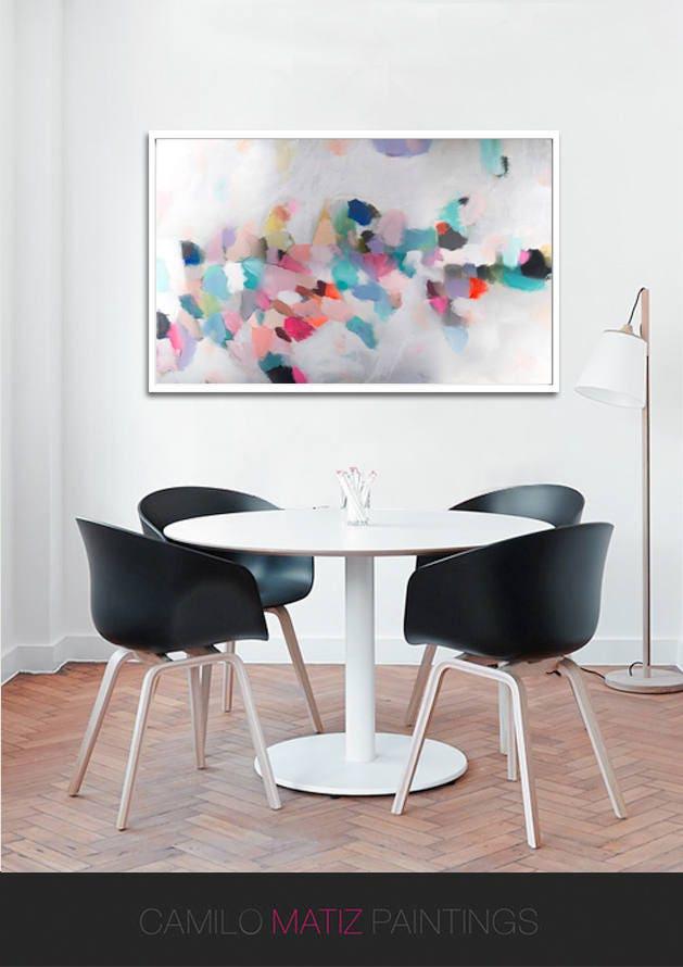 Blush pink and teal Abstract Fine Art Print, Canvas Print, White Home Decor, Living room Wall Art, Camilo Mattis