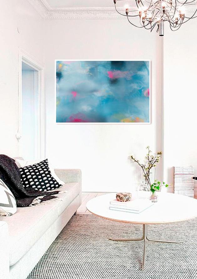 Blue wall decor, abstract art print, bedroom art, large wall art, giclee print by Camilo Mattis - camilomattis.com