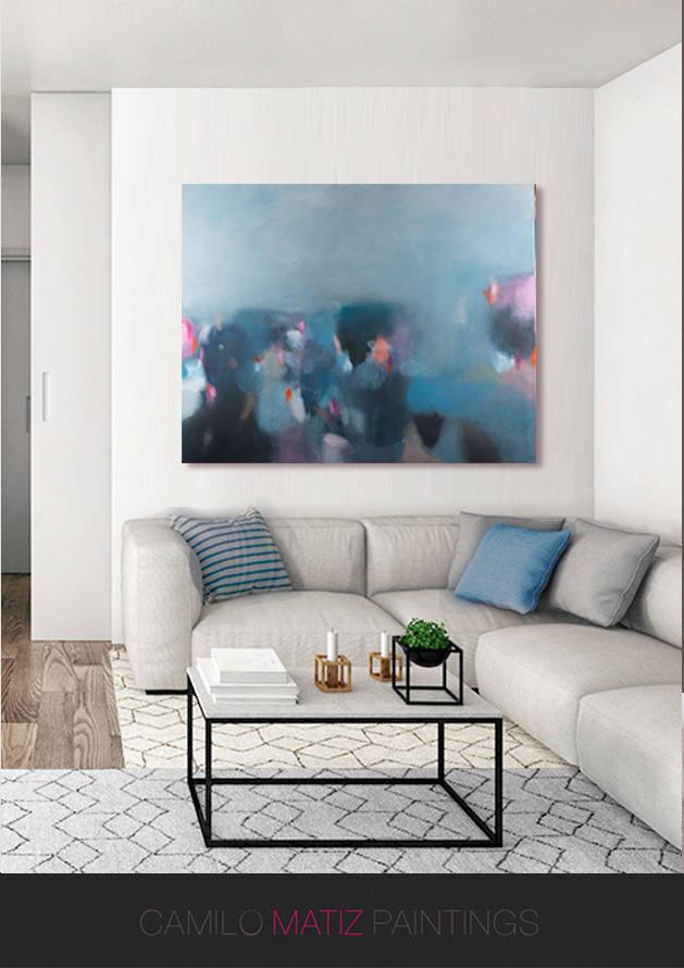 Abstract print, large modern wall art, abstract painting print, blue wall decor, living room wall art, Camilo Mattis - camilomattis.com