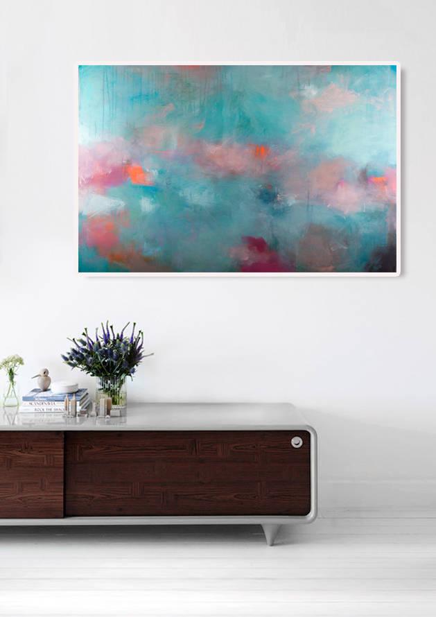 Living room painting abstract print, large wall art, Modern Teal Wall Art by Camilo Mattis - camilomattis.com