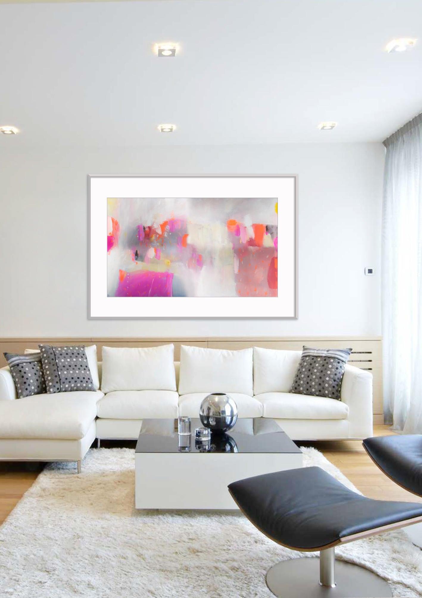 Large wall art giclee print, orange pink geometric abstract painting, large abstract painting print, giclee wall art by Camilo Mattis - camilomattis.com
