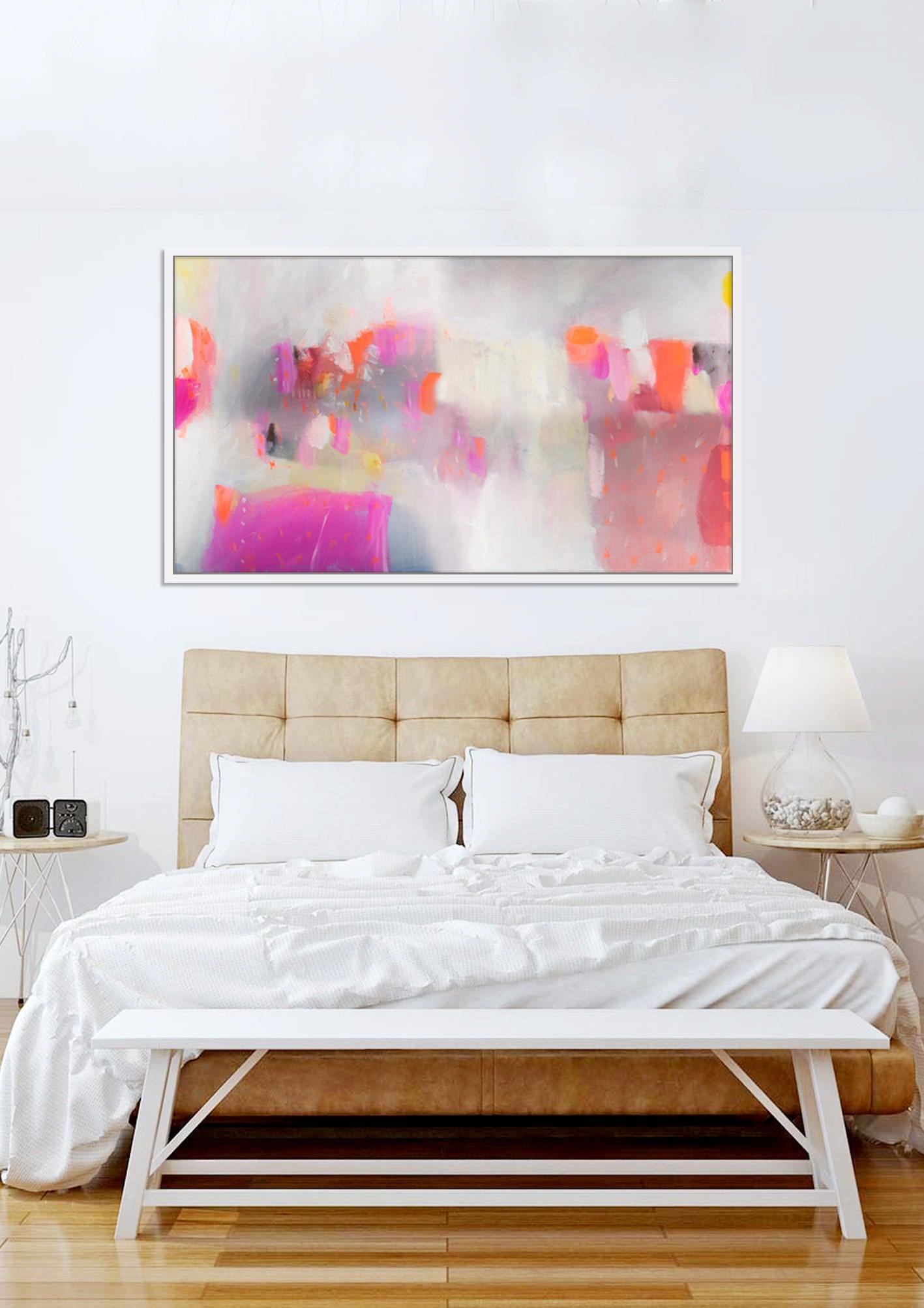 Large wall art giclee print, orange pink geometric abstract painting, large abstract painting print, giclee wall art by Camilo Mattis - camilomattis.com