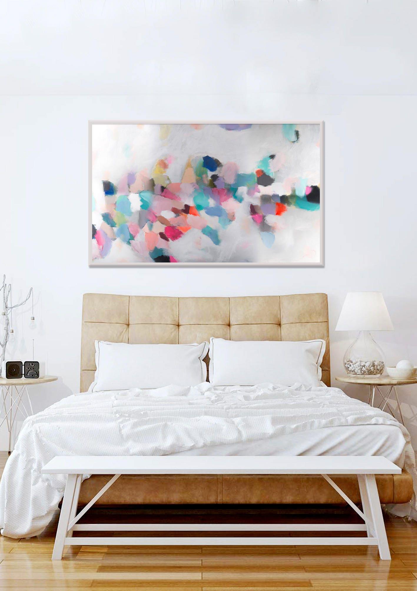 Blush pink and teal Abstract Fine Art Print, Canvas Print, White Home Decor, Living room Wall Art, Camilo Mattis