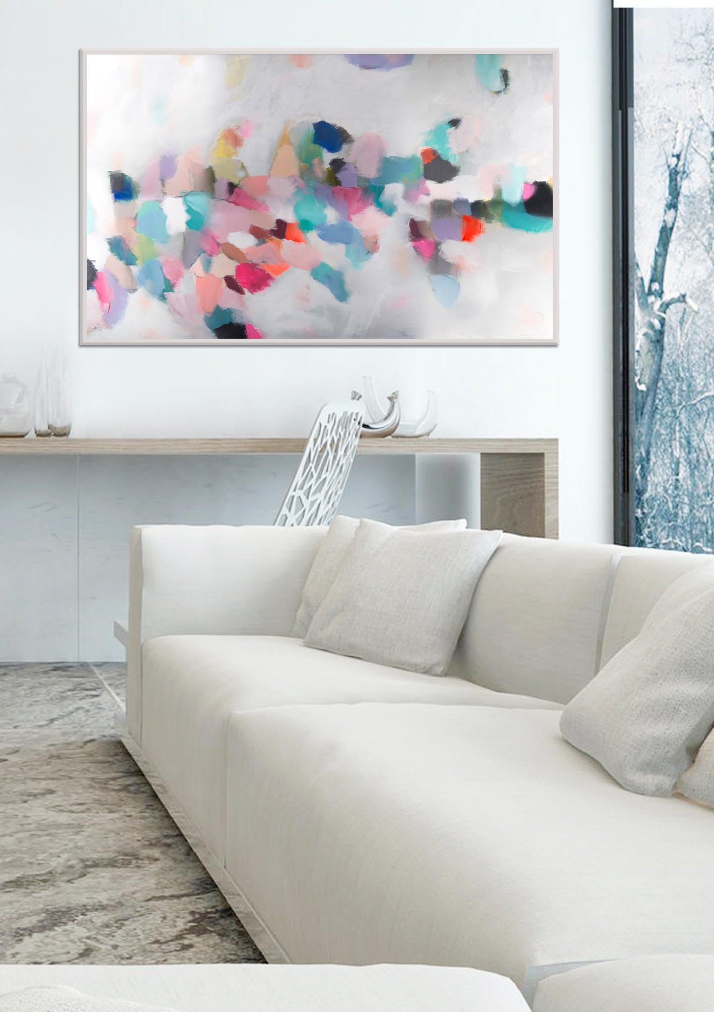Blush pink and teal Abstract Fine Art Print, Canvas Print, White Home Decor, Living room Wall Art, Camilo Mattis