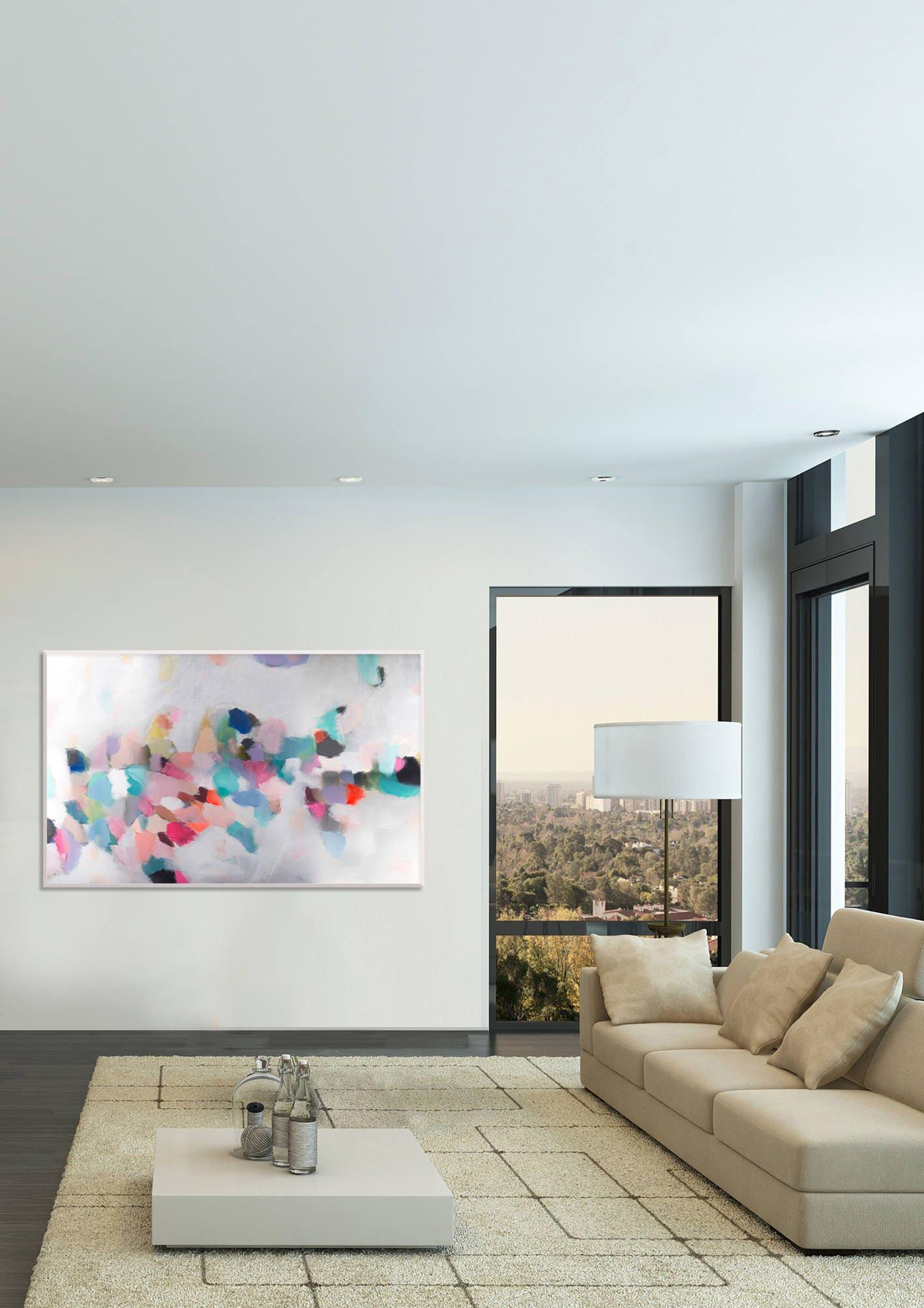 Blush pink and teal Abstract Fine Art Print, Canvas Print, White Home Decor, Living room Wall Art, Camilo Mattis
