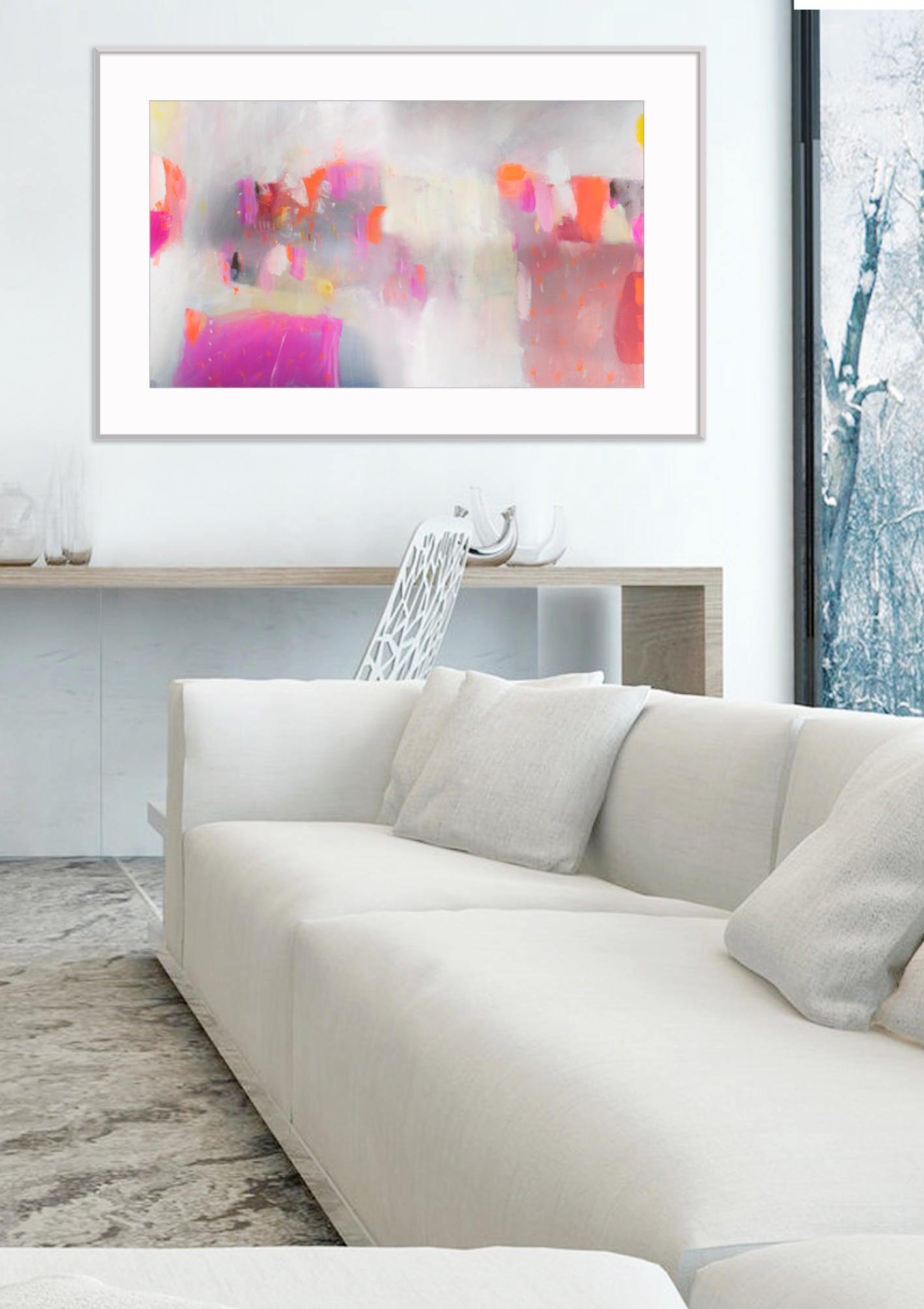 Large wall art giclee print, orange pink geometric abstract painting, large abstract painting print, giclee wall art by Camilo Mattis - camilomattis.com