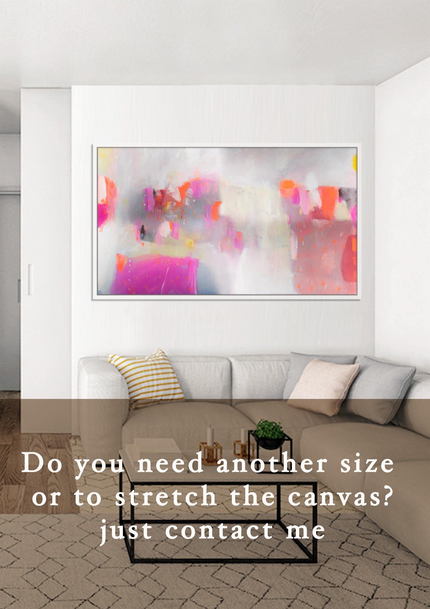 Large wall art giclee print, orange pink geometric abstract painting, large abstract painting print, giclee wall art by Camilo Mattis - camilomattis.com