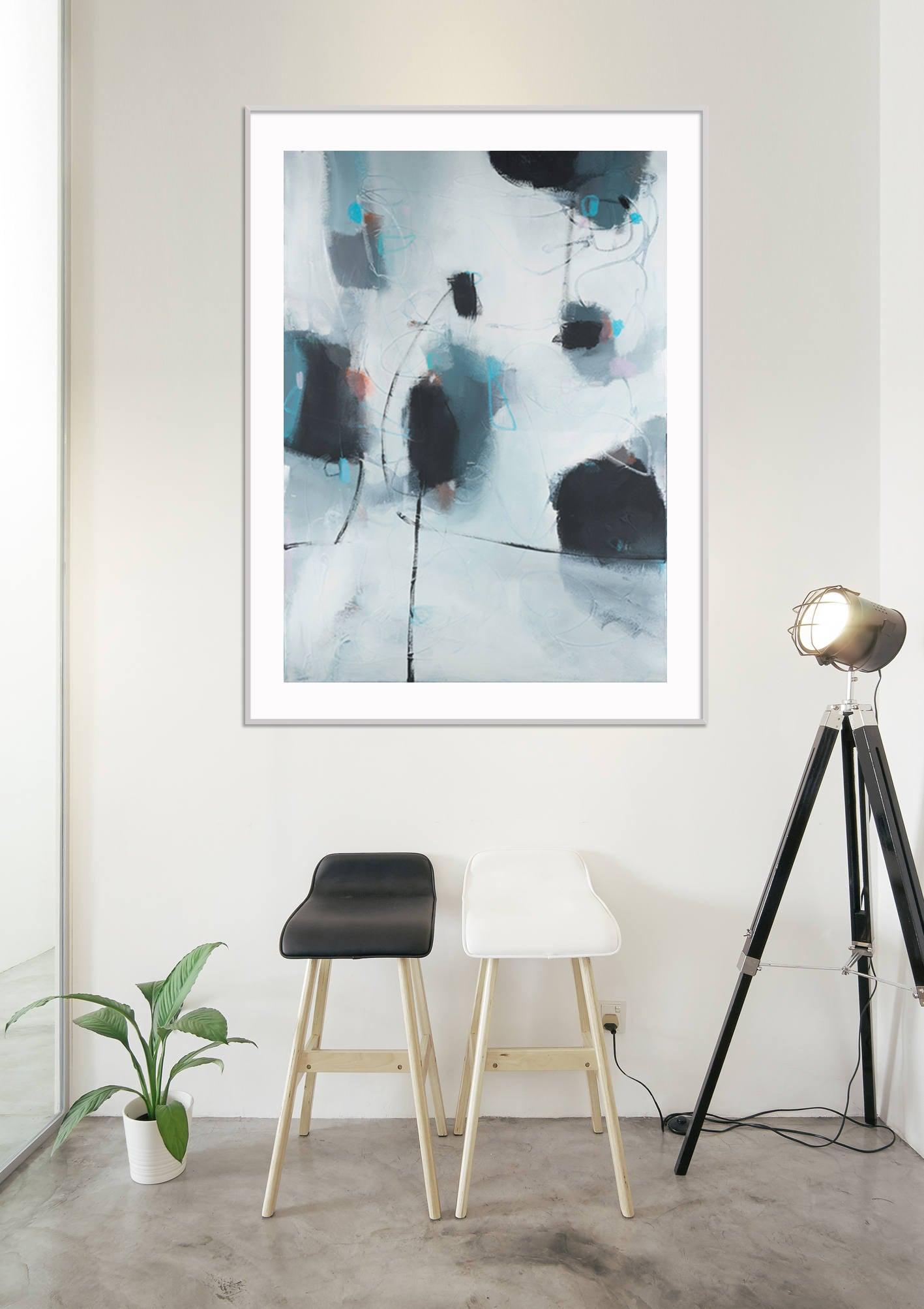 Abstract art print, office wall art, canvas print, large abstract painting, black and white giclee print, Camilo Mattis - camilomattis.com