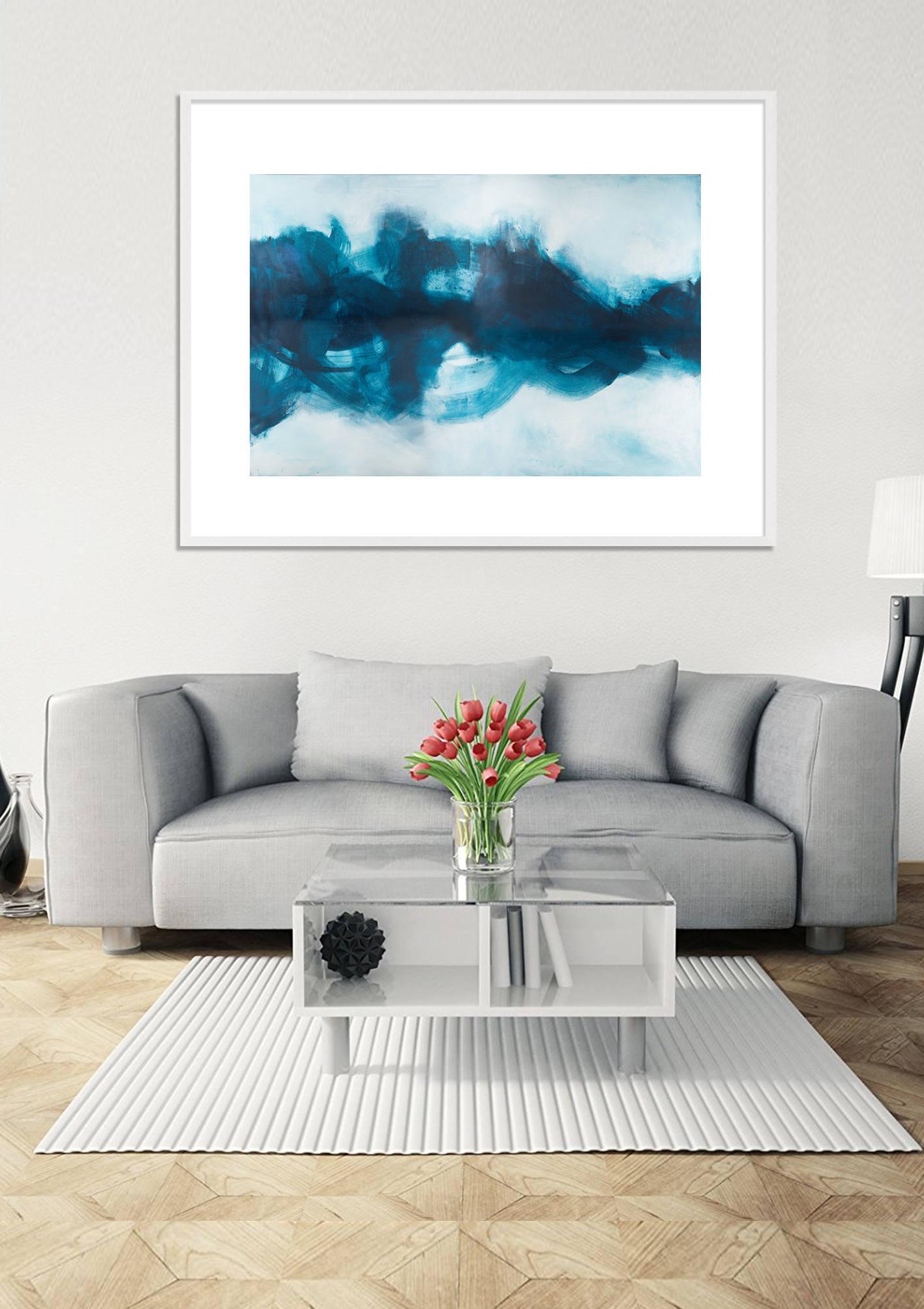 Blue extra large wall art, Modern Minimalist contemporary print, Contemporary Wall Painting, Brush Stroke Print, Camilo Mattis - camilomattis.com