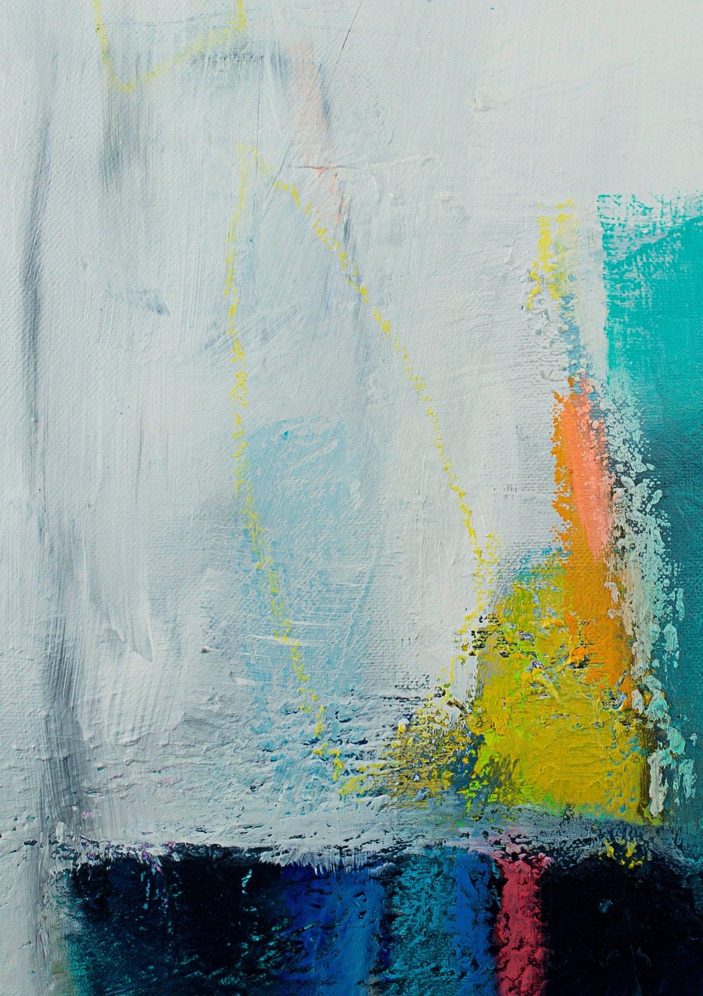 Large wall art giclee print, white blue green geometric abstract painting, large abstract painting print, giclee wall art - camilomattis.com