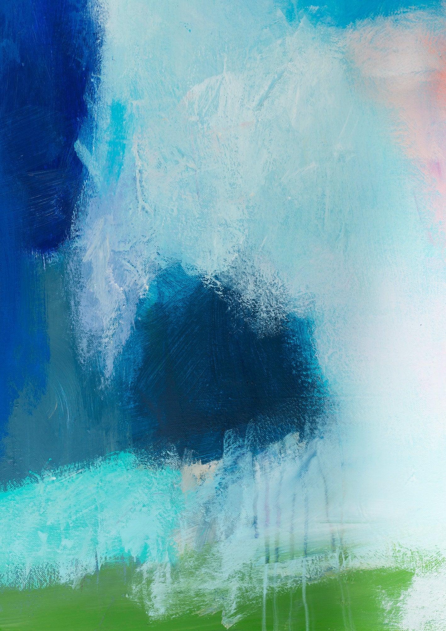 Extra large wall art abstract art print navy blue wall art landscape painting print by Camilo Mattis - camilomattis.com