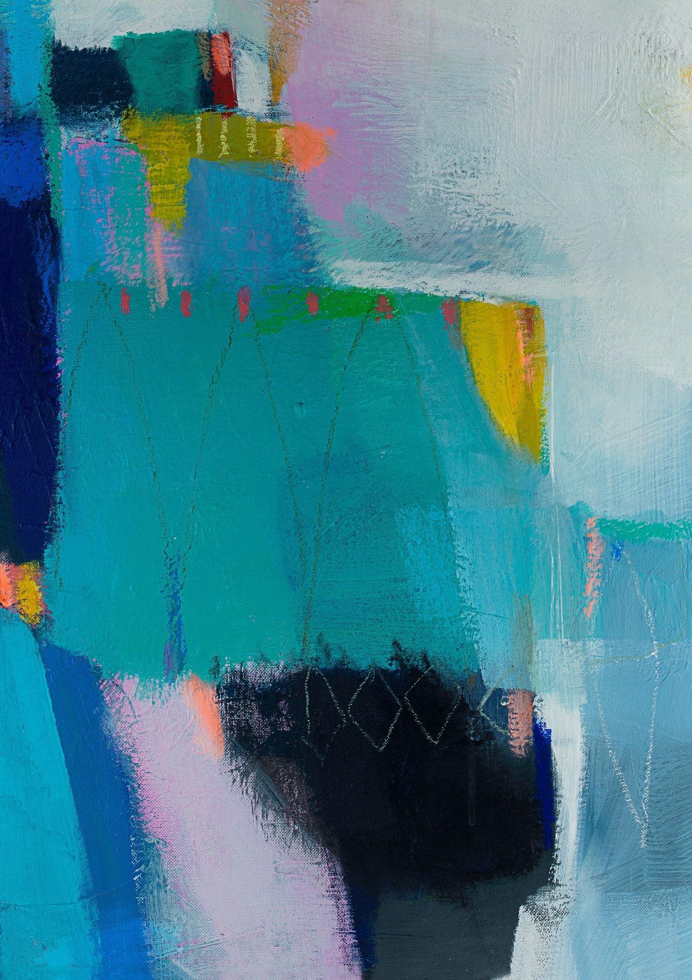 Large wall art giclee print, white blue green geometric abstract painting, large abstract painting print, giclee wall art - camilomattis.com