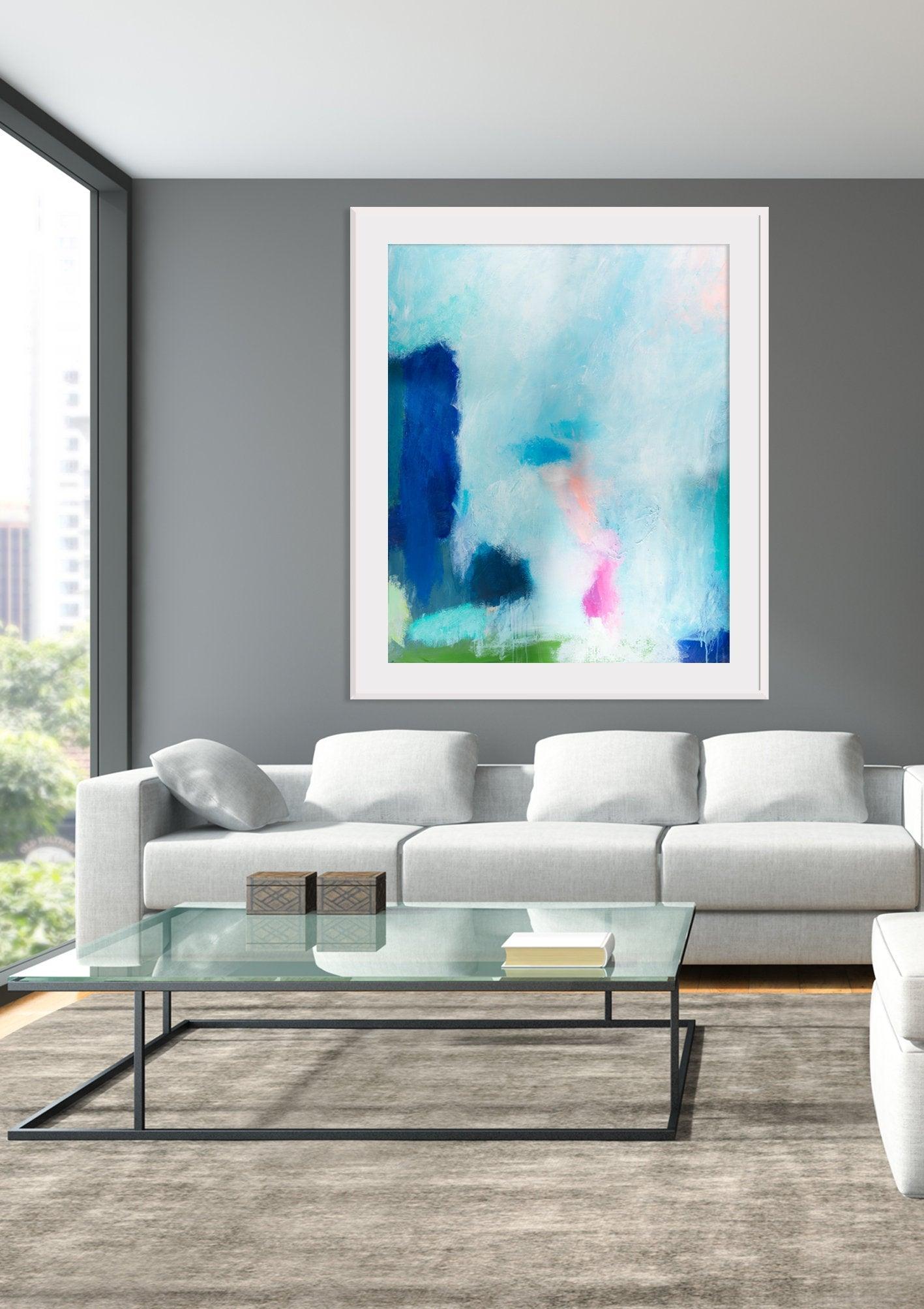 Extra large wall art abstract art print navy blue wall art landscape painting print by Camilo Mattis - camilomattis.com