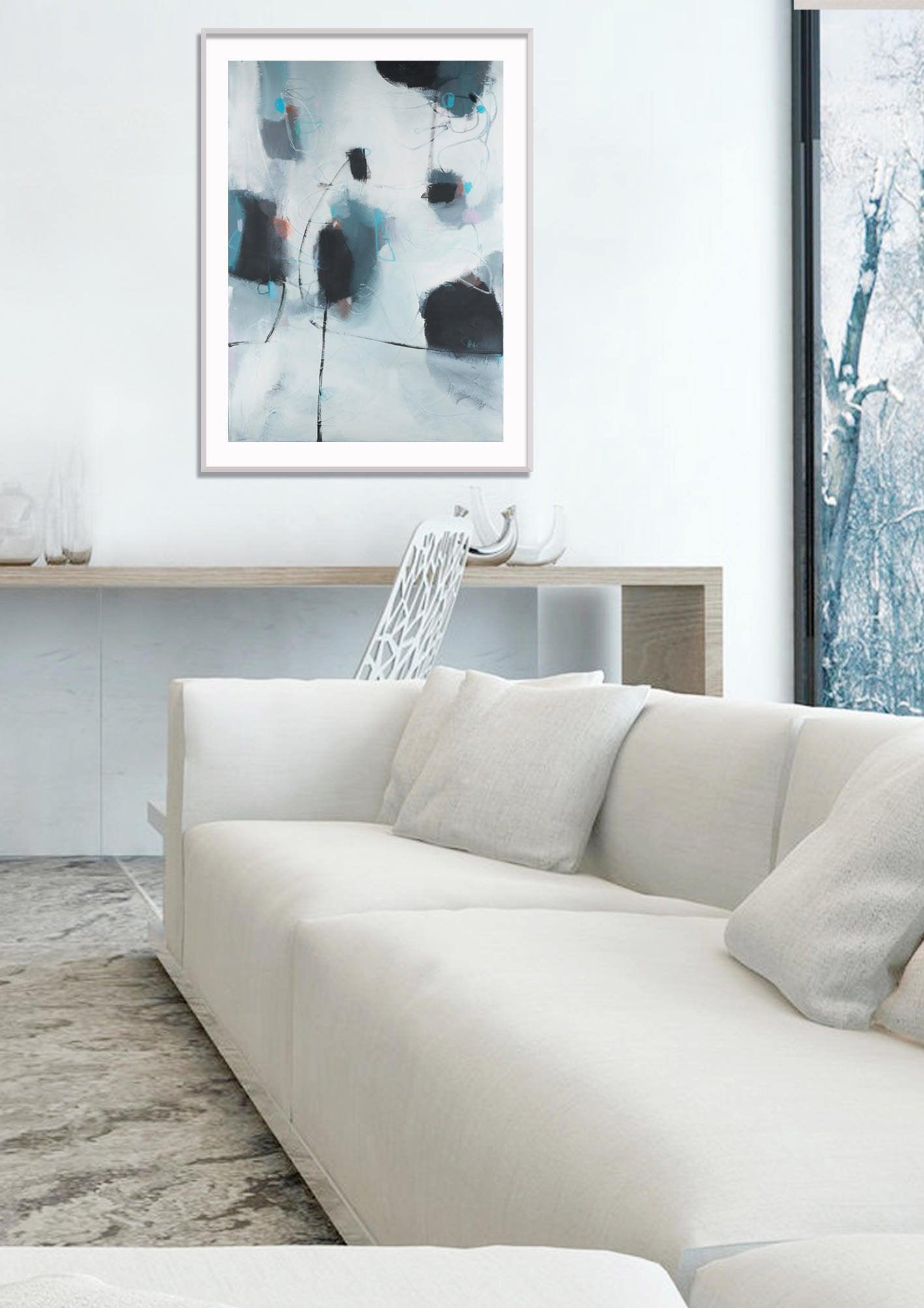 Abstract print, large modern wall art, abstract painting print, back and white wall decor, living room wall art, Camilo Mattis - camilomattis.com