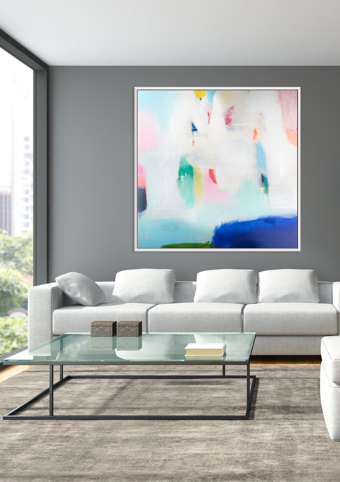 Pale blue large abstract print, extra Large Wall Art, minimalist wall art ocean print art by Camilo Matti - camilomattis.com