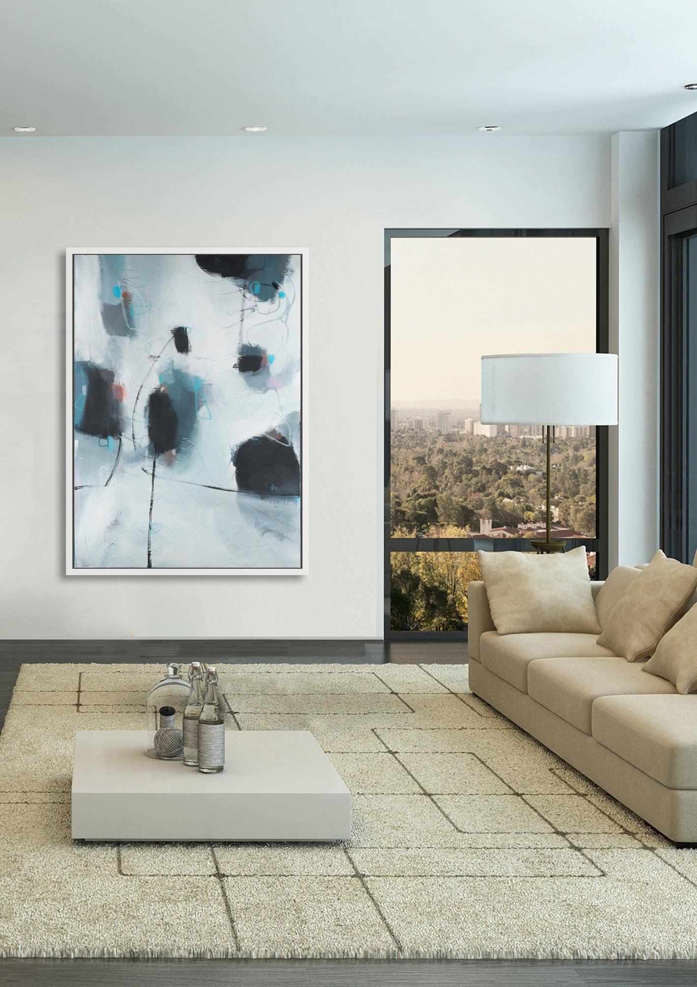 Abstract print, large modern wall art, abstract painting print, back and white wall decor, living room wall art, Camilo Mattis - camilomattis.com