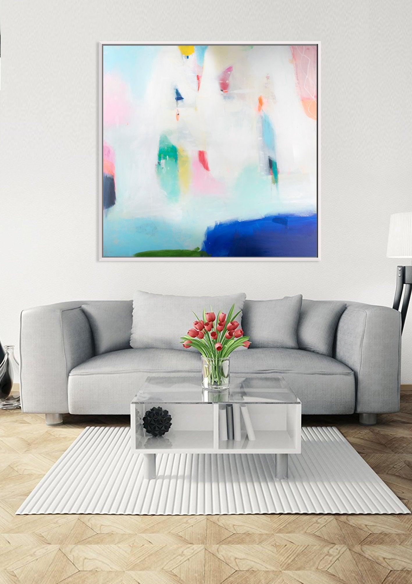Pale blue large abstract print, extra Large Wall Art, minimalist wall art ocean print art by Camilo Matti - camilomattis.com