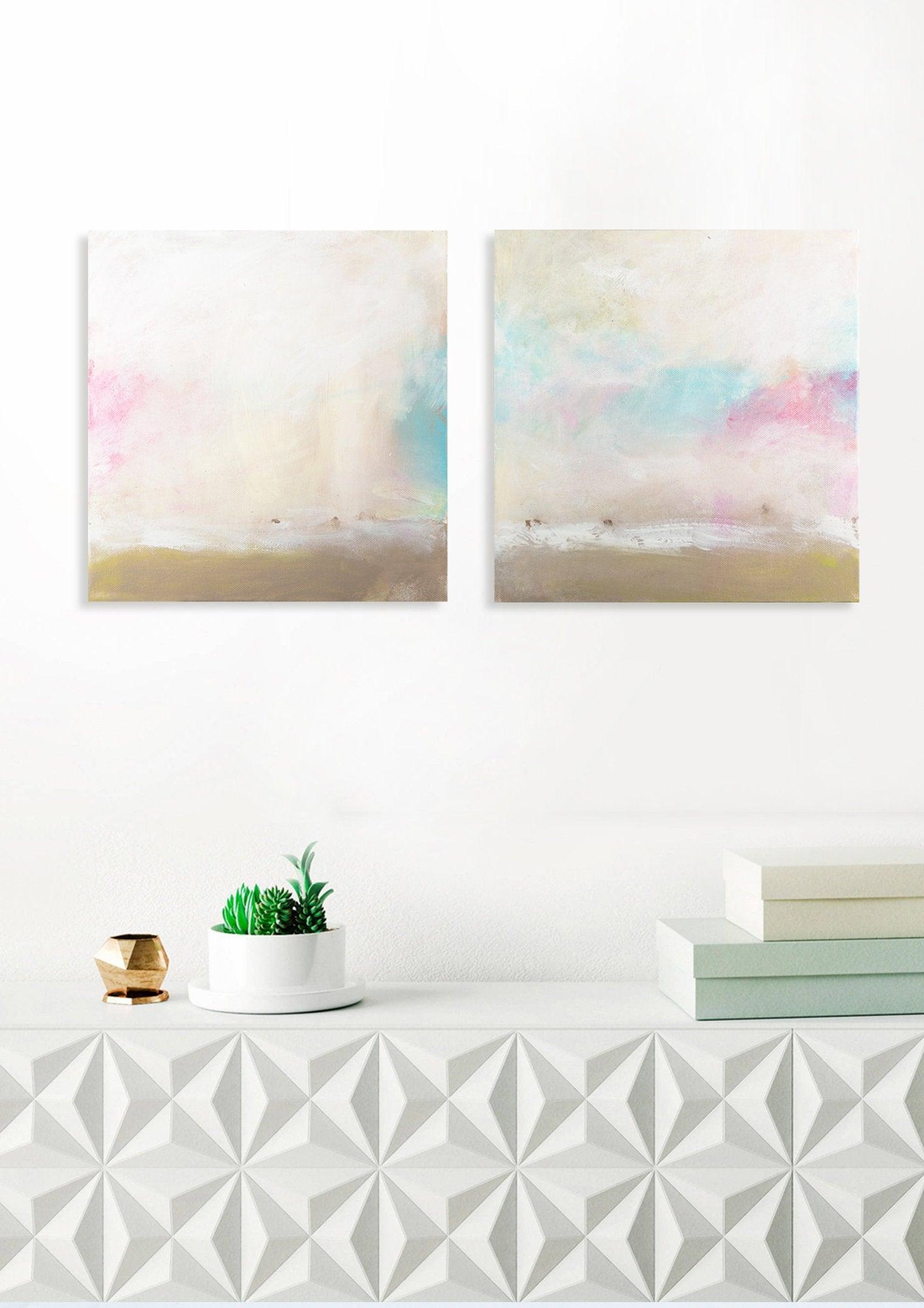 Set of 2 Abstract art abstract minimalist seascape painting canvas art wall art sea art by Camilo Mattis - camilomattis.com