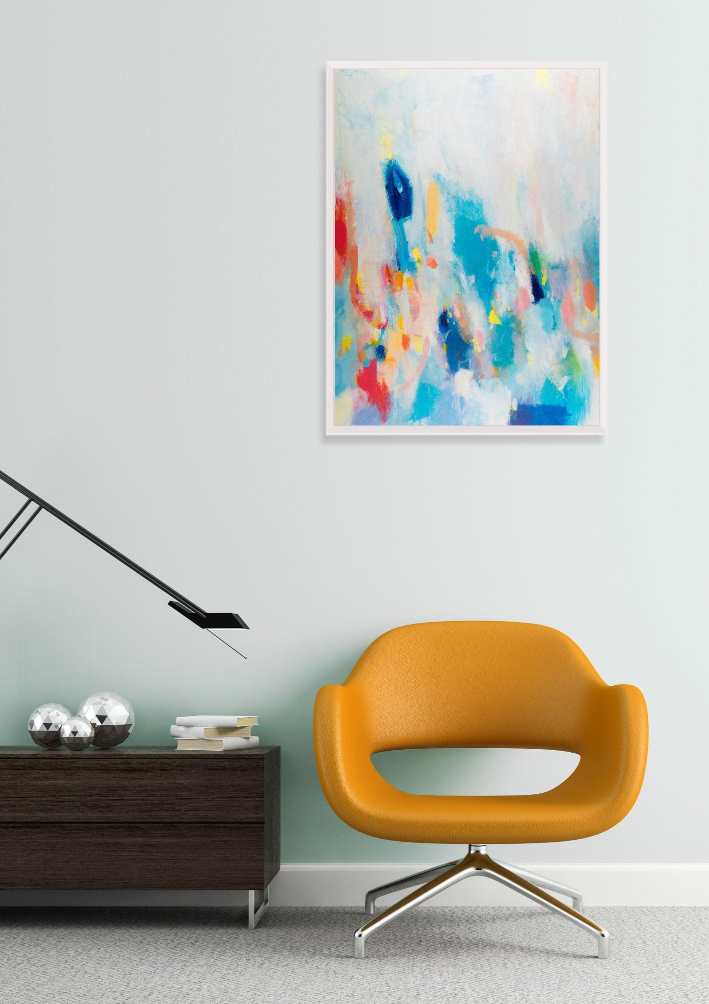 colorful abstract painting, blue abstract wall art, abstract painting for living room, Contemporary art, wall abstract by Camilo Mattis - camilomattis.com