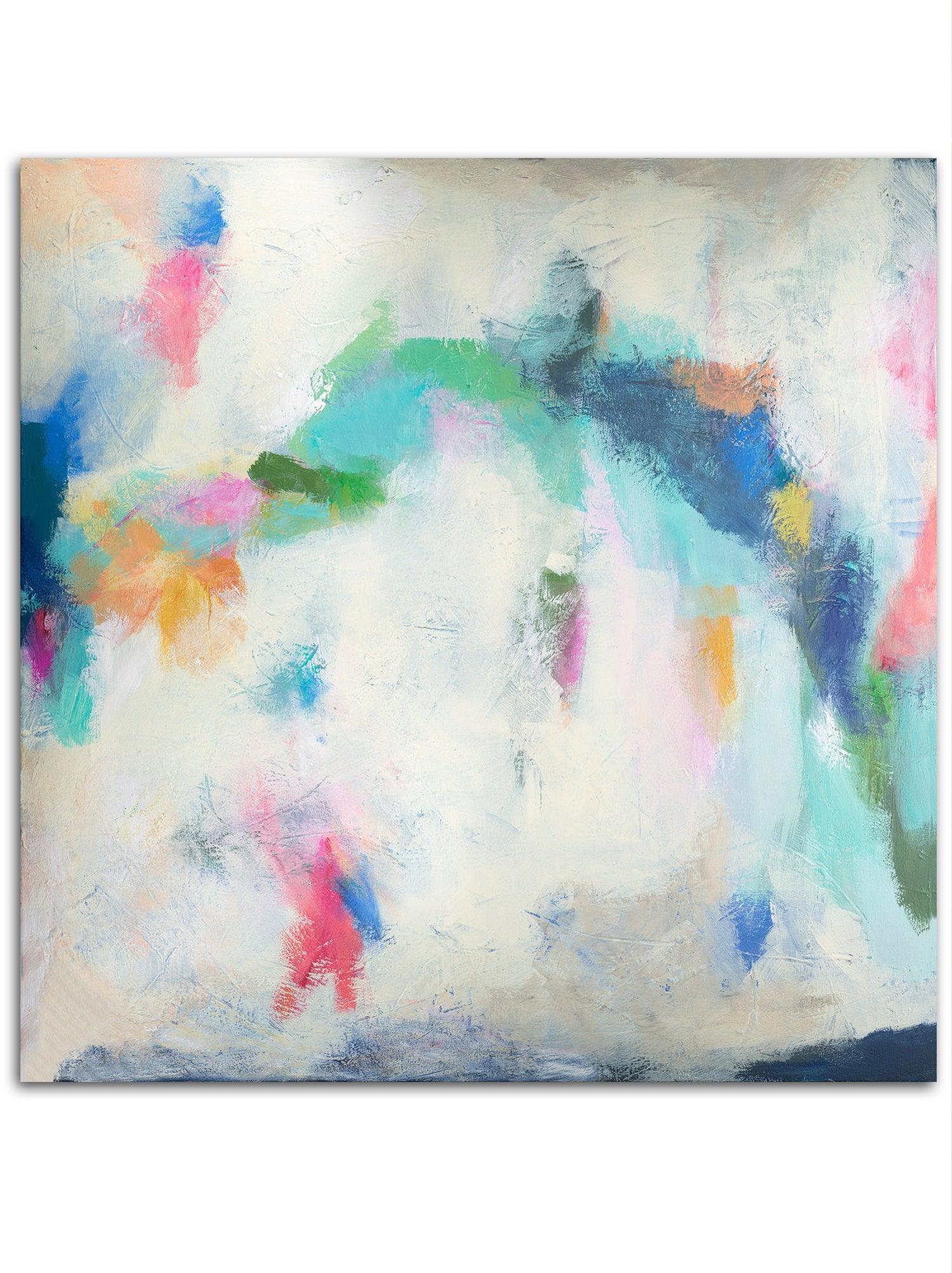 colorful abstract print, green and pink abstract art print, blue and green modern print, green and navy wall art - camilomattis.com