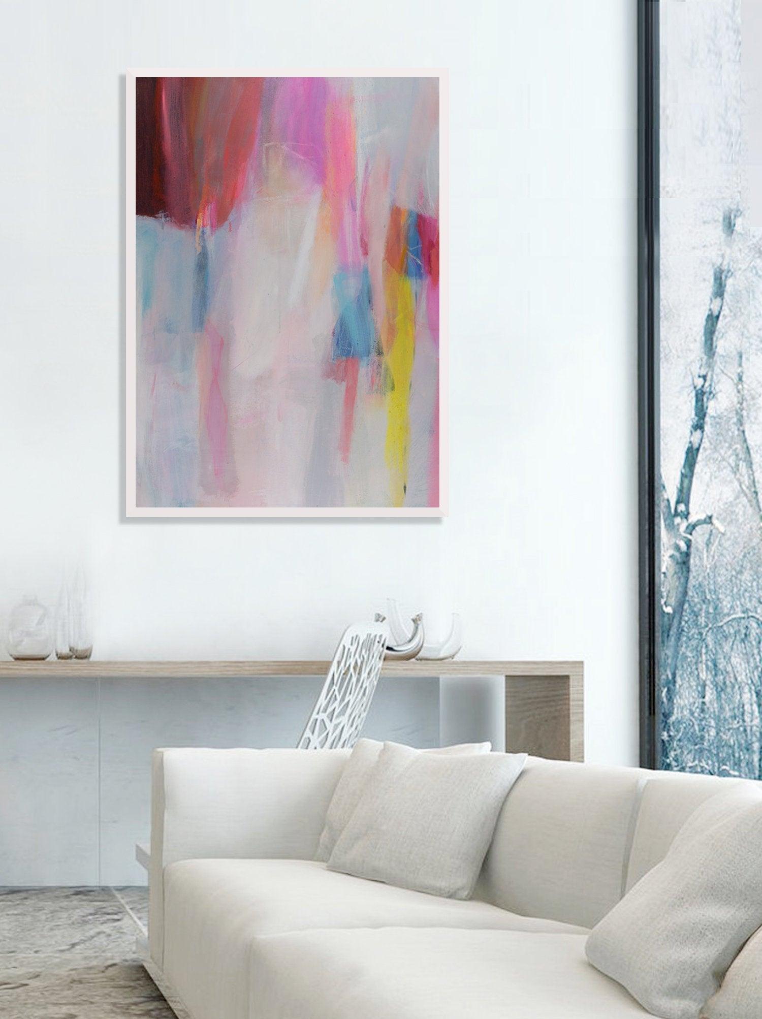 Pink painting canvas, wall art canvas, original acrylic painting by Camilo Mattis - camilomattis.com