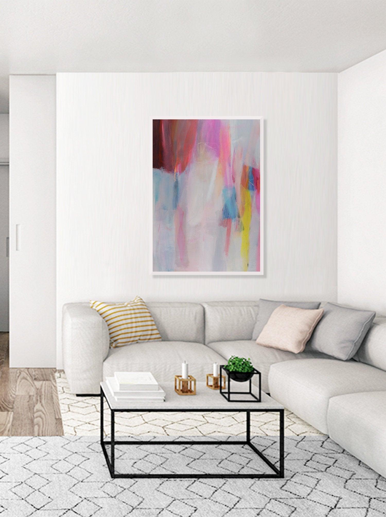 Pink painting canvas, wall art canvas, original acrylic painting by Camilo Mattis - camilomattis.com