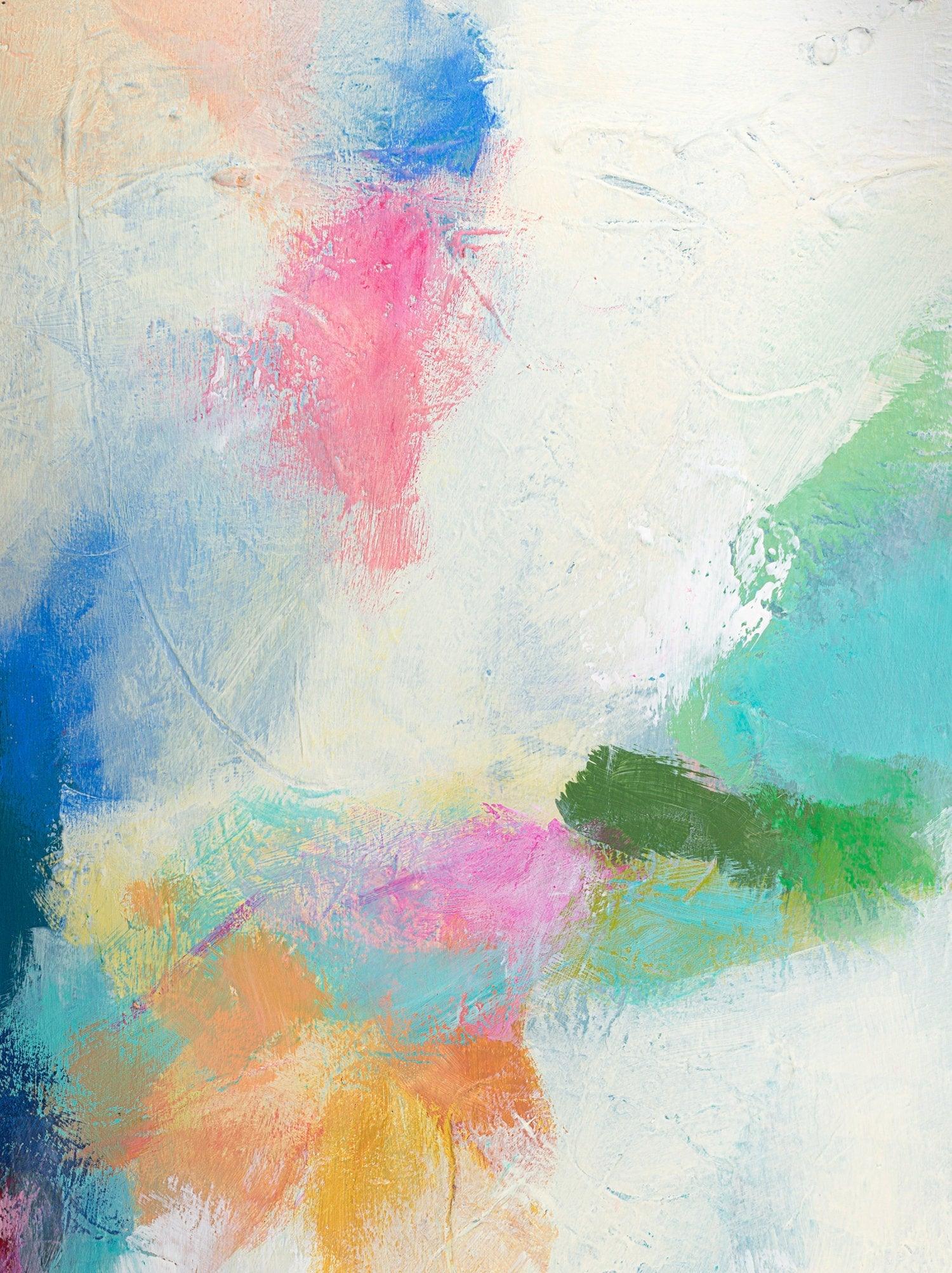 colorful abstract print, green and pink abstract art print, blue and green modern print, green and navy wall art - camilomattis.com
