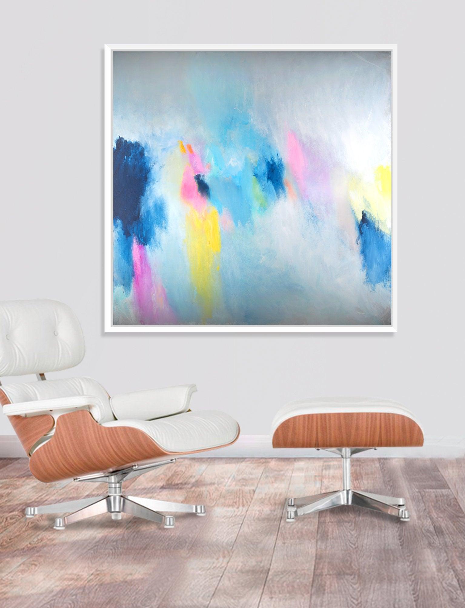Blue wall art print abstract painting print apartment decor art print teal blue art print by Camilo Mattis - camilomattis.com