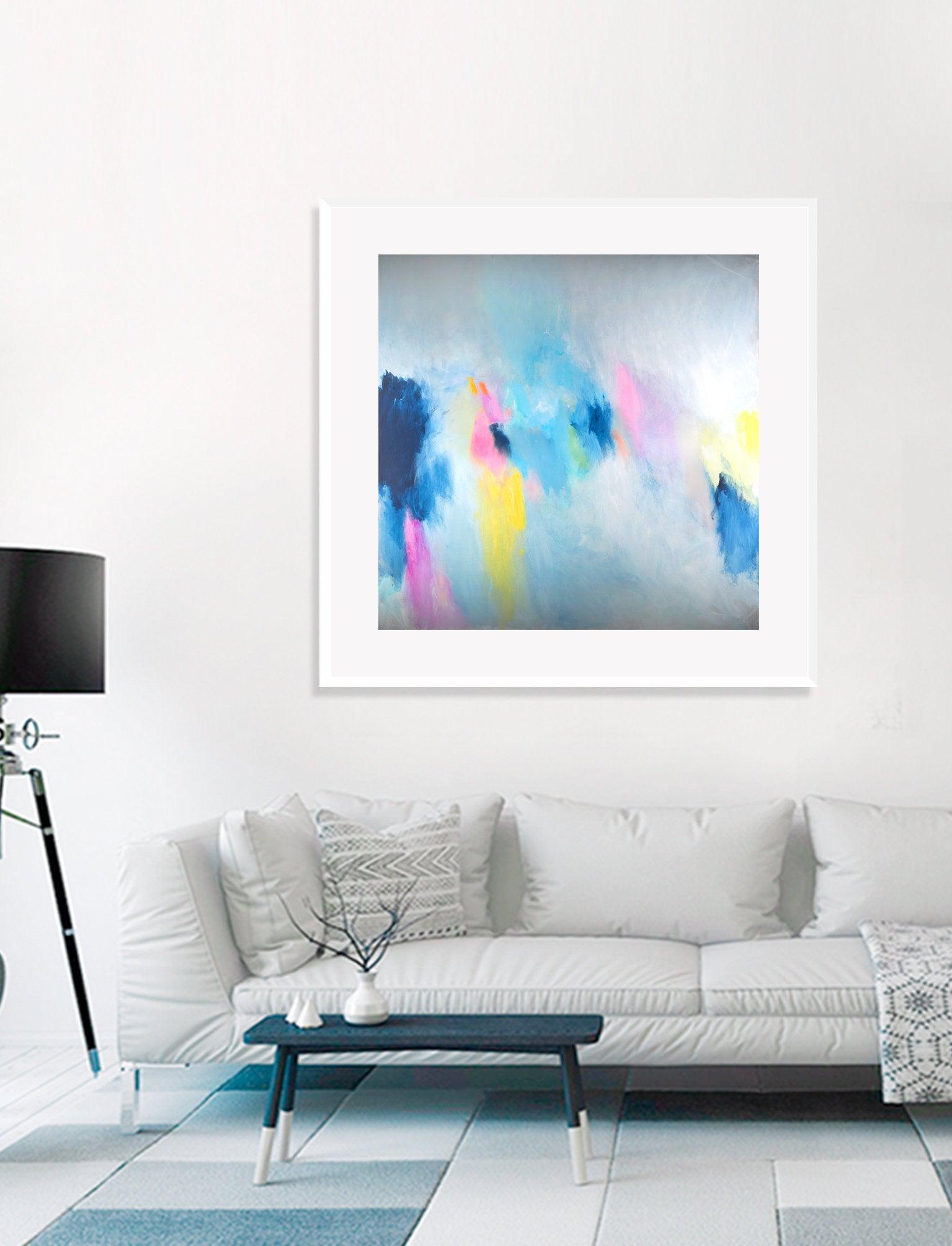 Blue wall art print abstract painting print apartment decor art print teal blue art print by Camilo Mattis - camilomattis.com