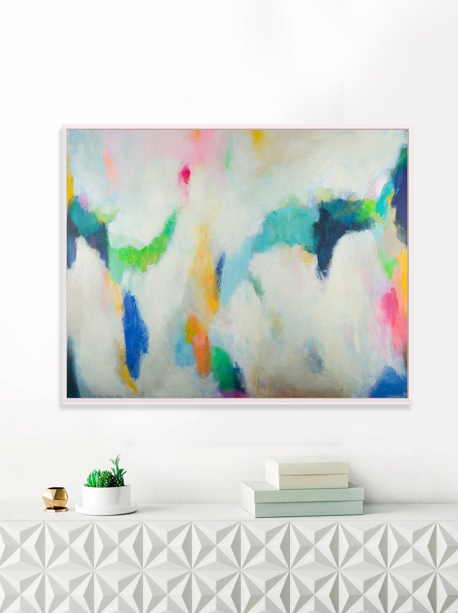 Extra large wall art abstract painting, wall art print, abstract art print, teal wall art decor by Camilo Matti - camilomattis.com