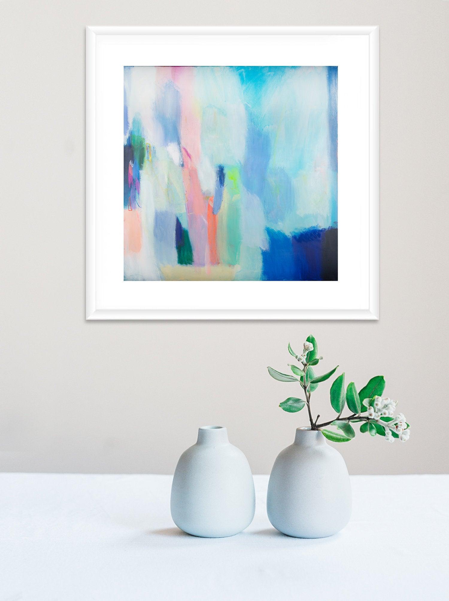 Abstract print, large modern wall art, abstract painting print, blue wall decor, living room wall art, Camilo Matis - camilomattis.com