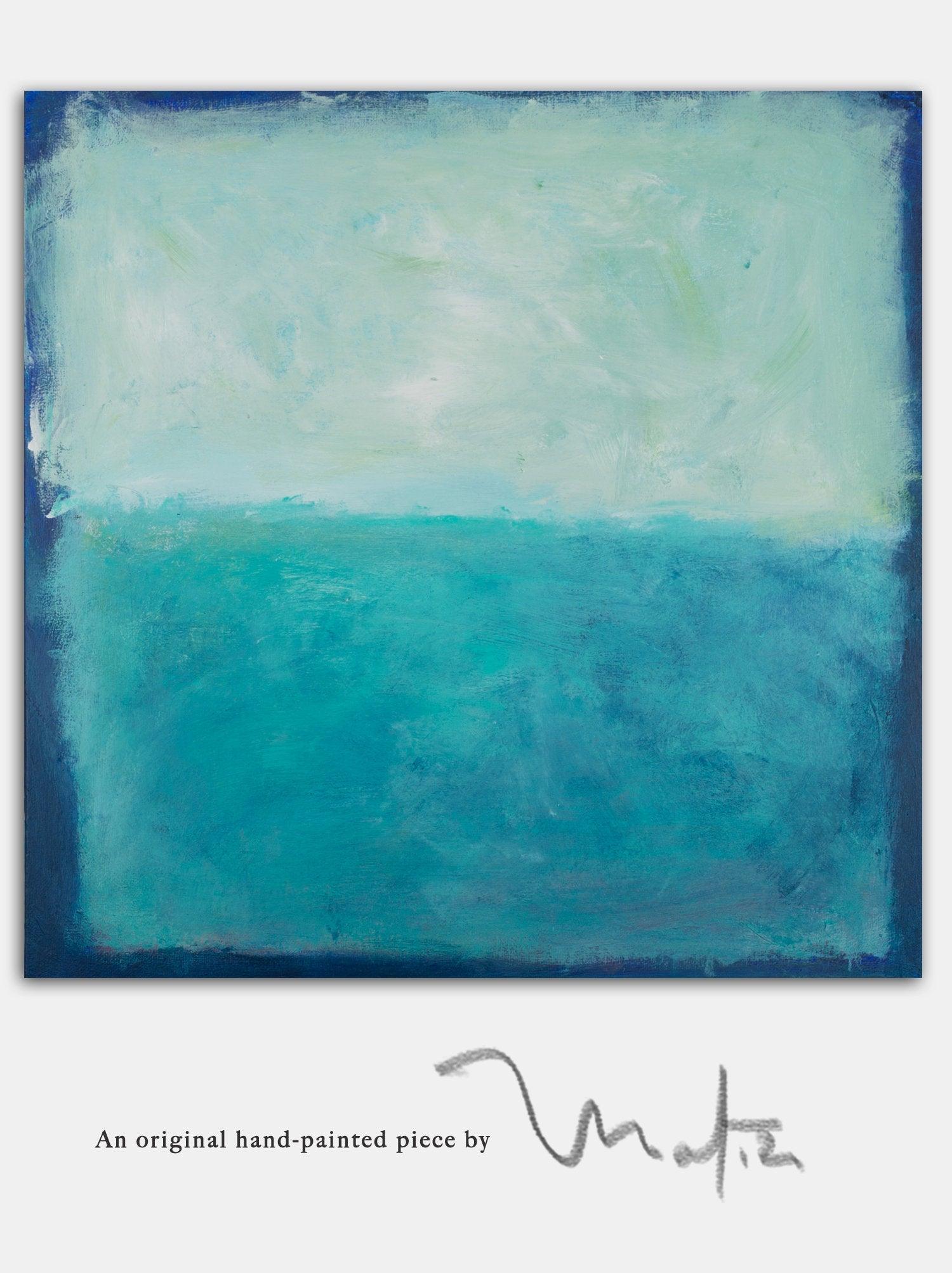 Blue Canvas art abstract painting, ocean wall art decor, Abstract Beach Art, Colorful Abstract Art Acrylic painting by Camilo Mattis - camilomattis.com