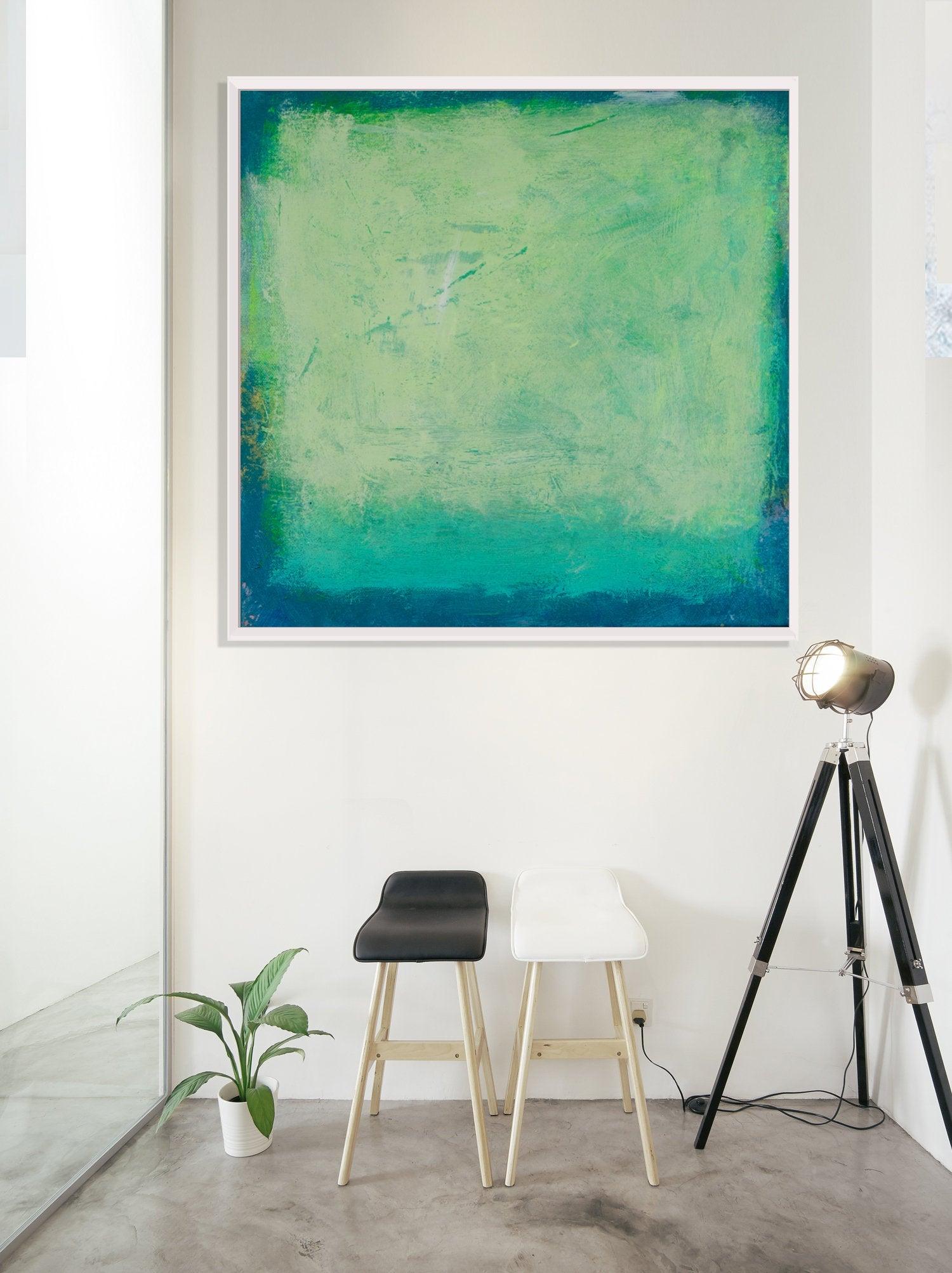 Green Abstract Landscape Painting Blue and Turquoise Original Painting on Canvas Contemporary Abstract Art Wall Decor Texture Painting - camilomattis.com