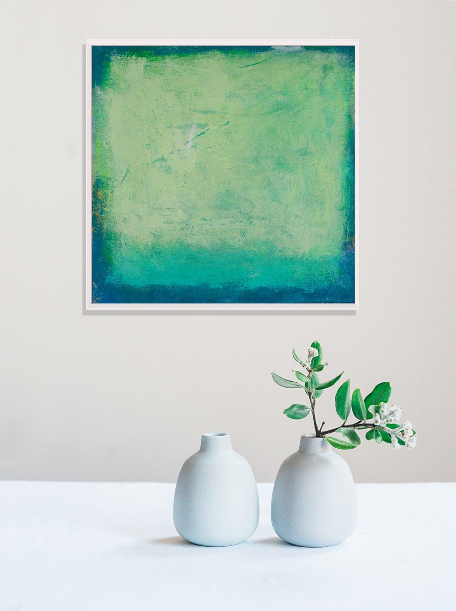 Green Abstract Landscape Painting Blue and Turquoise Original Painting on Canvas Contemporary Abstract Art Wall Decor Texture Painting - camilomattis.com