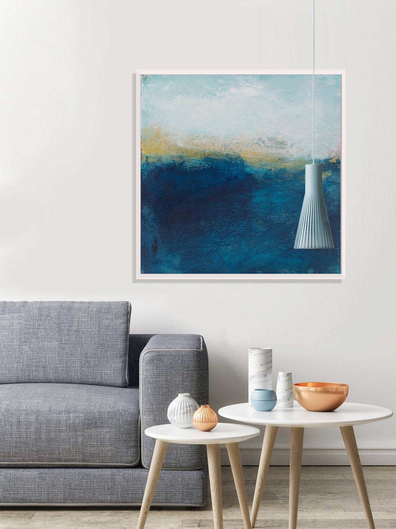 Large Canvas original blue Painting, coastal wall decor, ocean decor, nautical wall art ocean painting - camilomattis.com