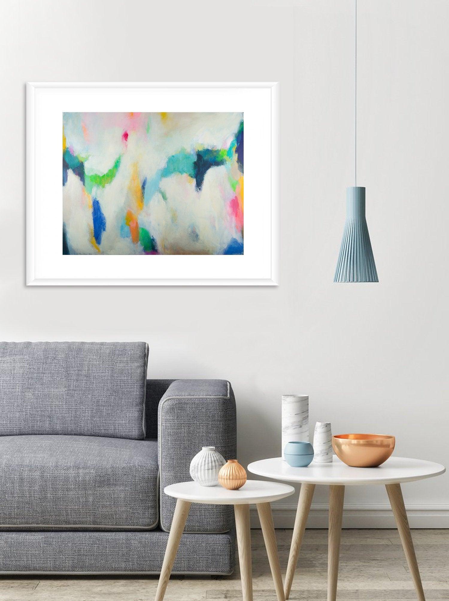 Extra large wall art abstract painting, wall art print, abstract art print, teal wall art decor by Camilo Matti - camilomattis.com