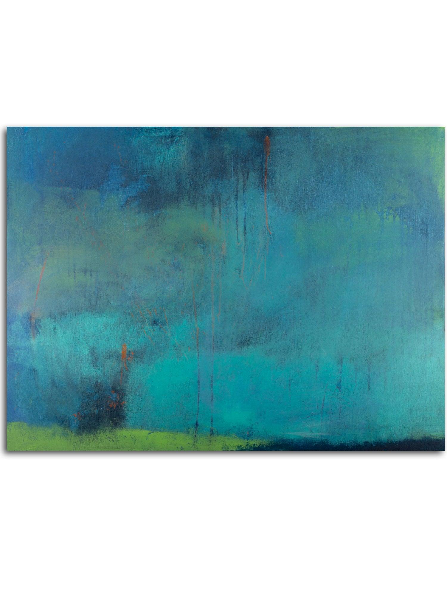 Teal wall art abstract painting, large wall art, gallery wall, wall art canvas, green abstract, Landscape painting by Camilo Mattis - camilomattis.com