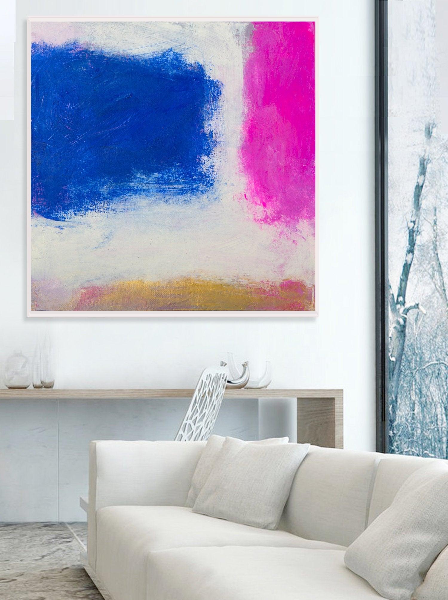 Pink abstract painting large Canvas original Painting pink and blue abstract Painting pink canvas painting large wall art - camilomattis.com