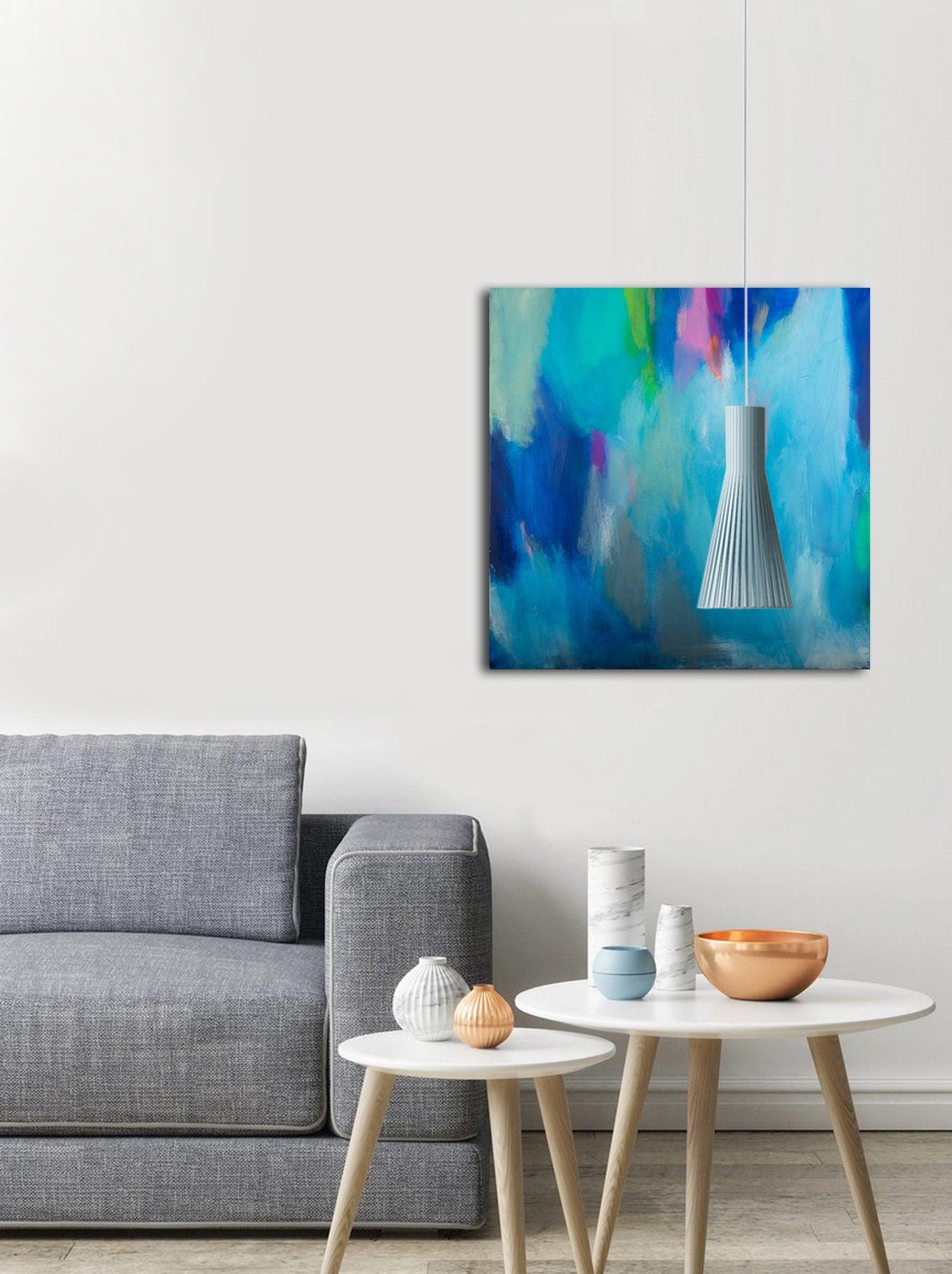 Turquoise blue Original abstract painting, Large abstract wall art on canvas, Impressionist landscape, Abstract art by Camilo Matti - camilomattis.com