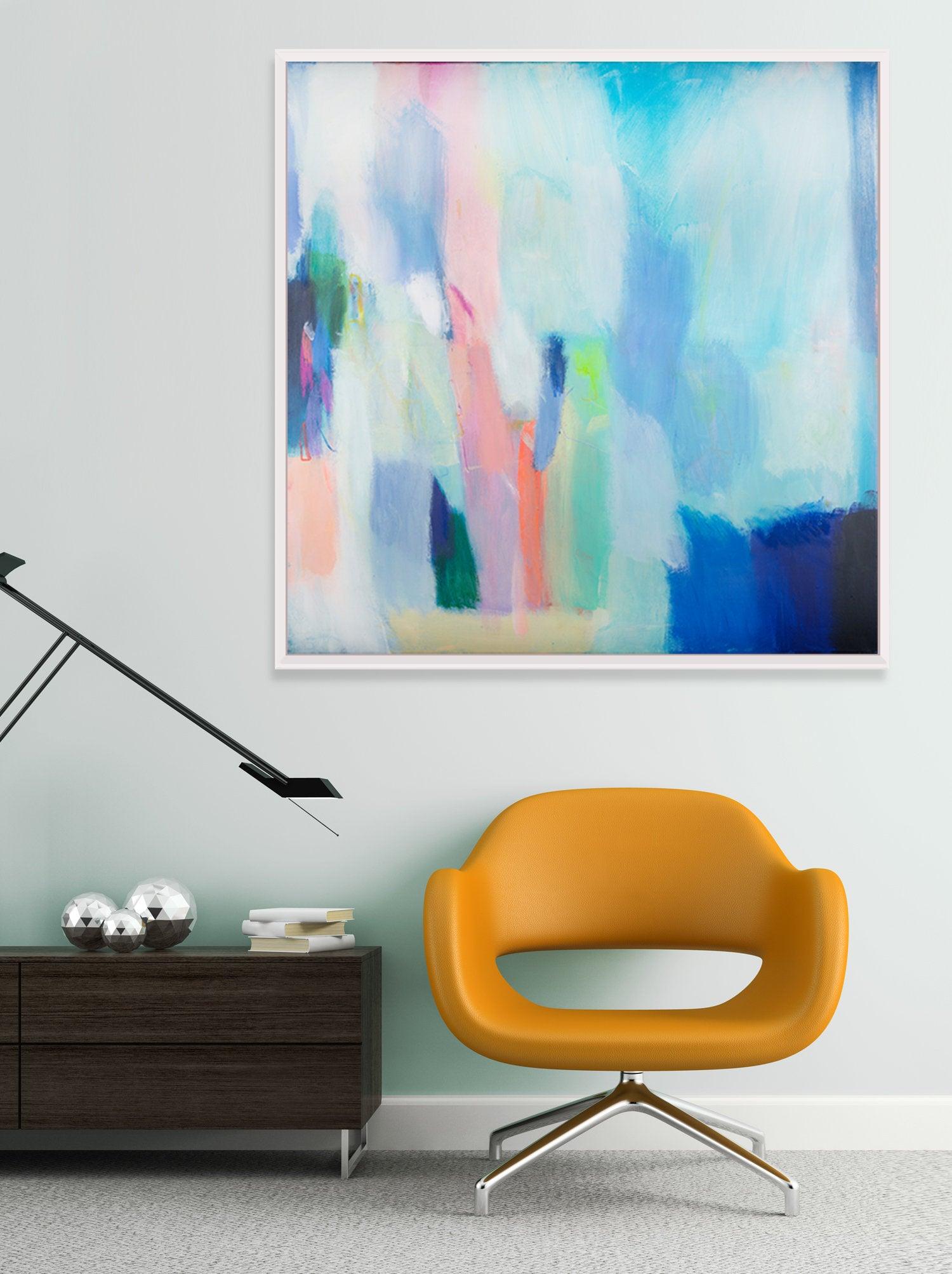 Abstract print, large modern wall art, abstract painting print, blue wall decor, living room wall art, Camilo Matis - camilomattis.com
